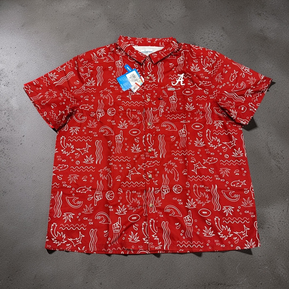 Columbia PFG Alabama Crimson Tide Super Slack Tide Shirt Mens XXL Red NWT